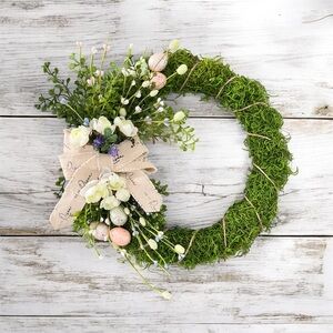 Spring Floral Wreath with Greenery and Pastel Accents